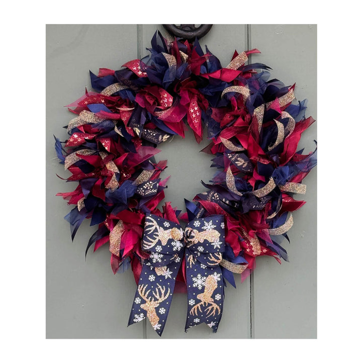 Burgundy and navy Christmas wreath kit