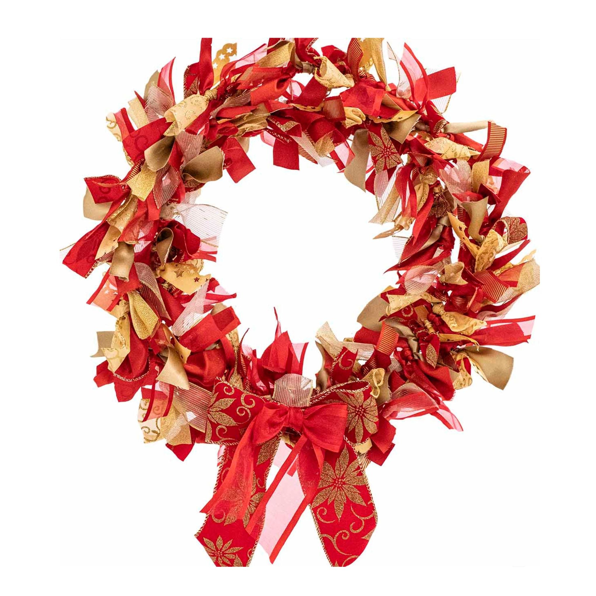 Red and Gold Christmas Themed Wreath Kit